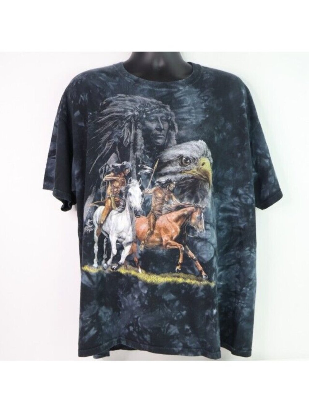Desert Wash Shirt Mens XL Horse Eagle Tribal Western Warriors Wildlife